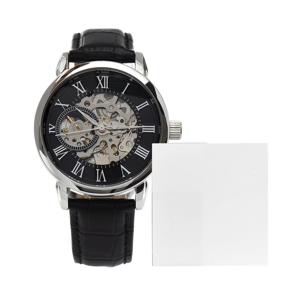 Open Face Clockwork Watch, with customized card.