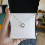 Love Knot necklace with personal message.