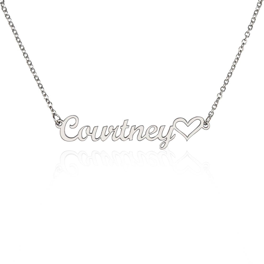 Heart name necklace.