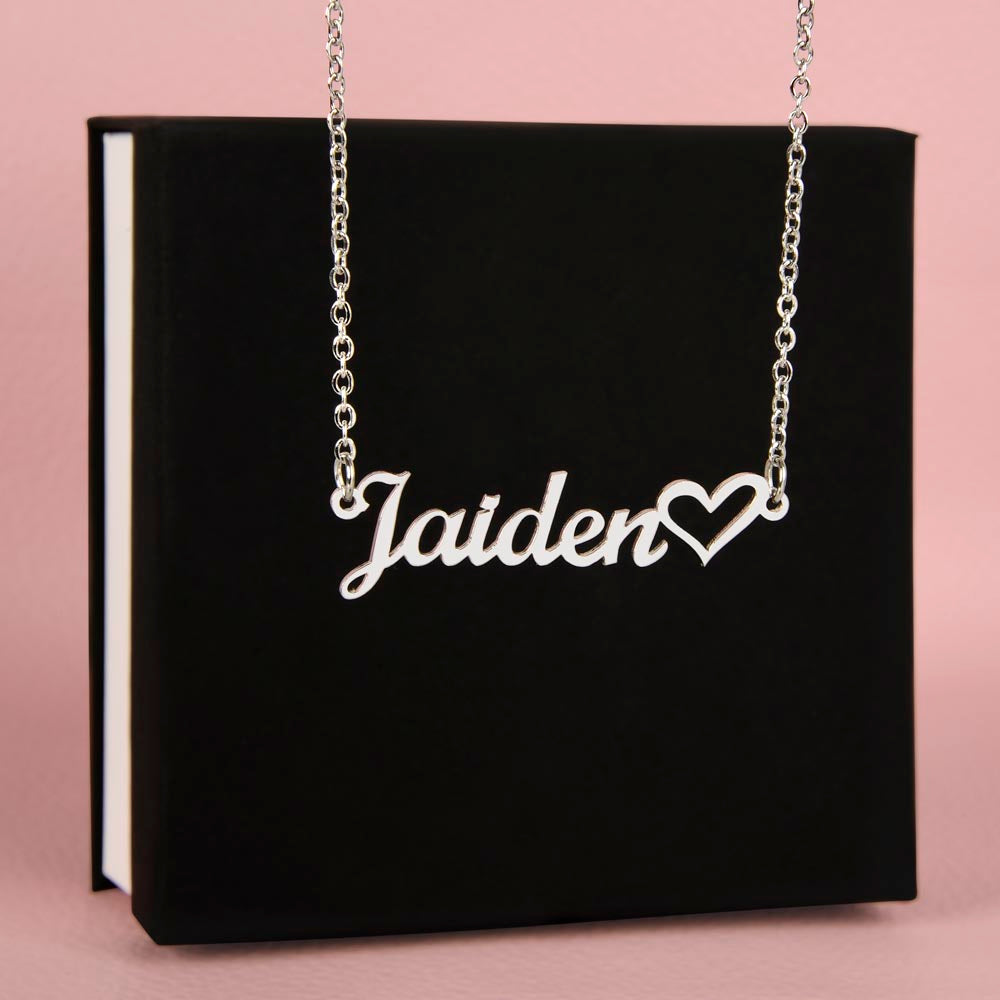 Heart name necklace.