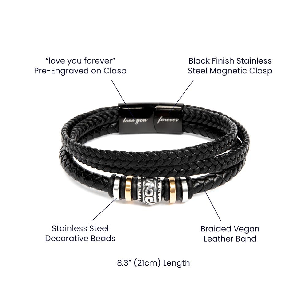 Love You Forever bracelet, with personalized message.