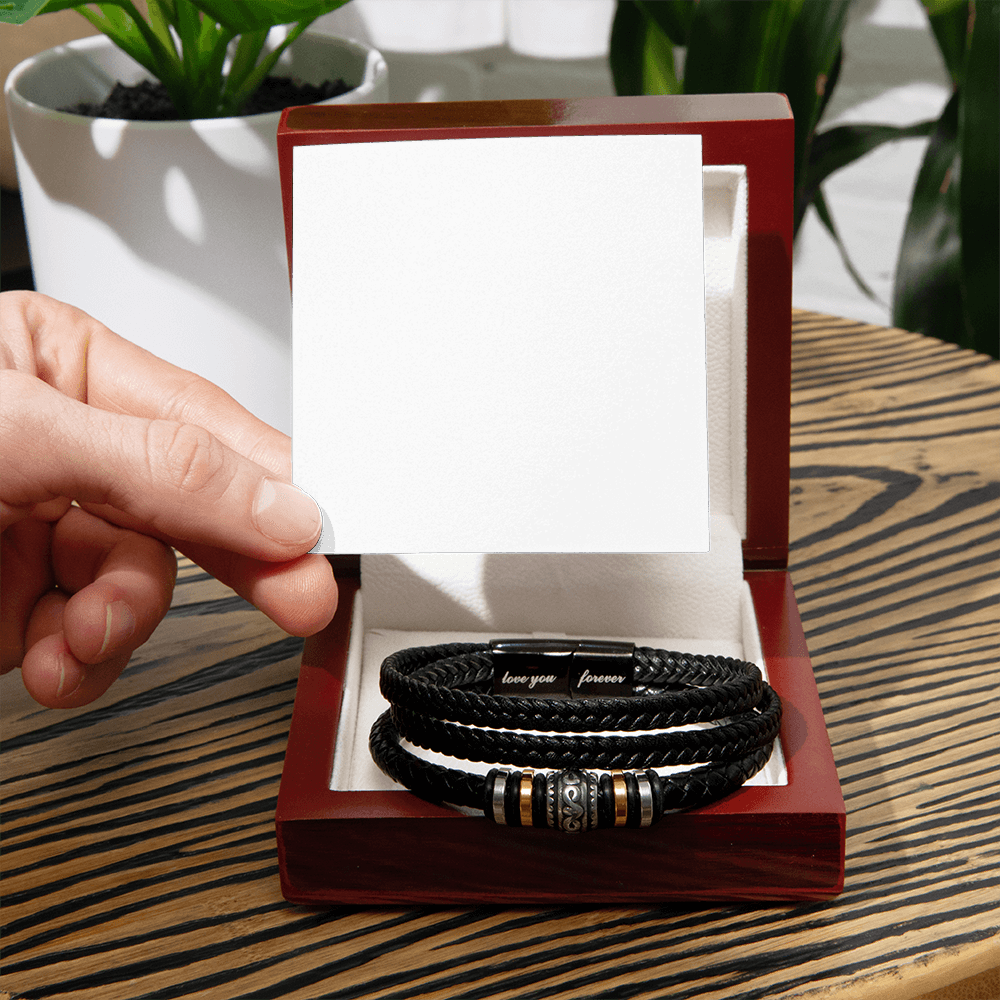 Love You Forever bracelet, with personalized message.