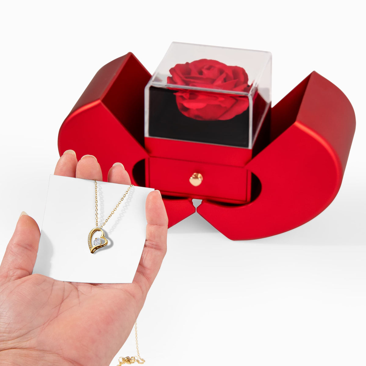 Forever Love necklace in special Heart box and personalized message.